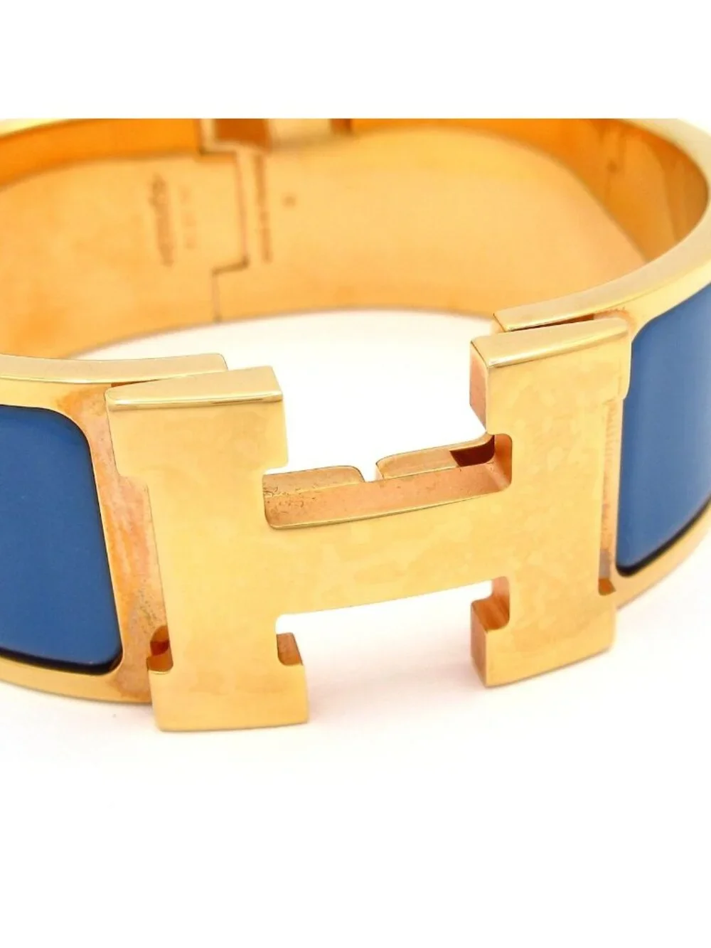 Hermes Bangle Clic Clac Pink Gold Blue Bracelet